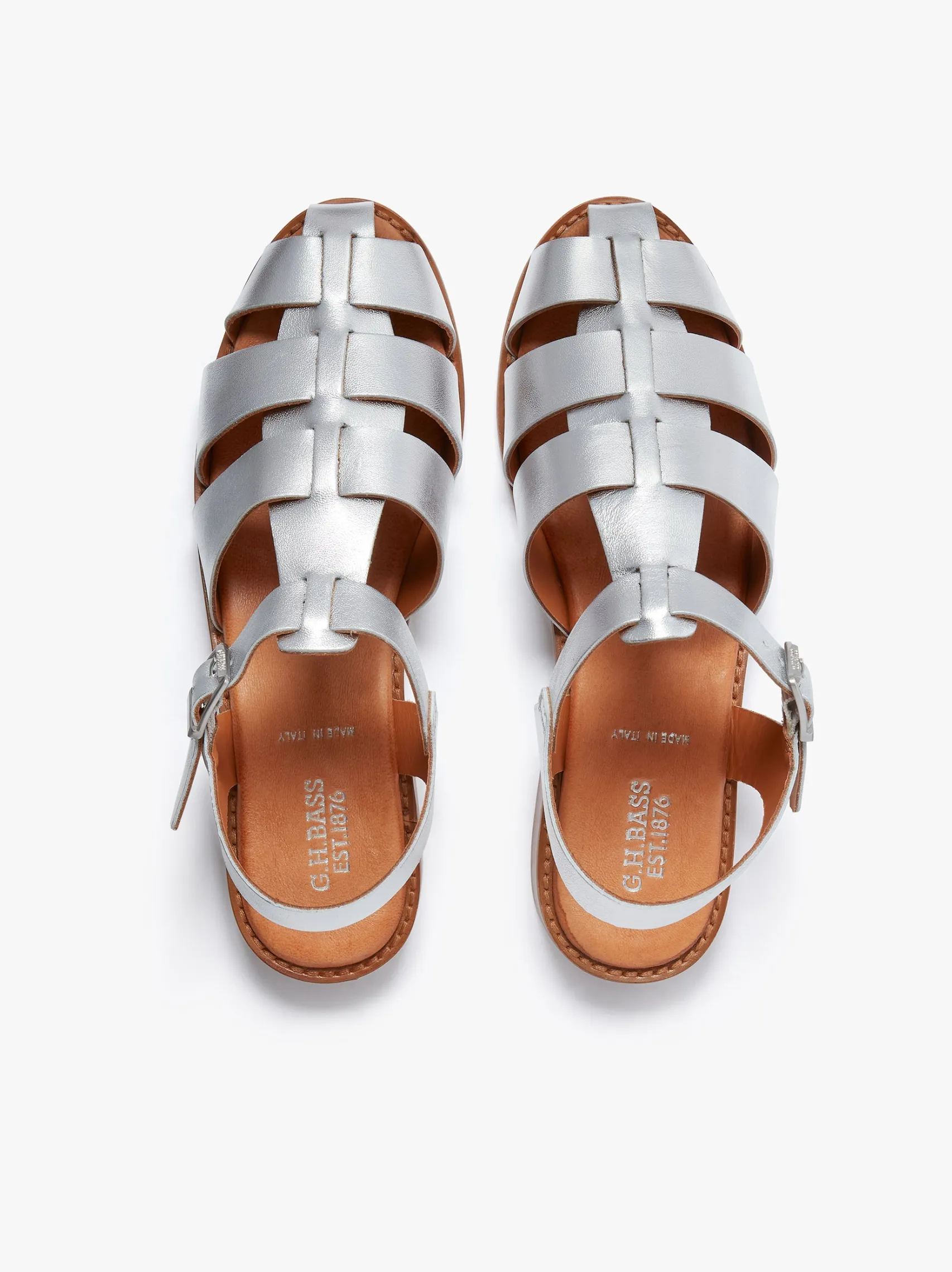 Women G.H.BASS Amelia Fisherman Sandal Metallic Leather