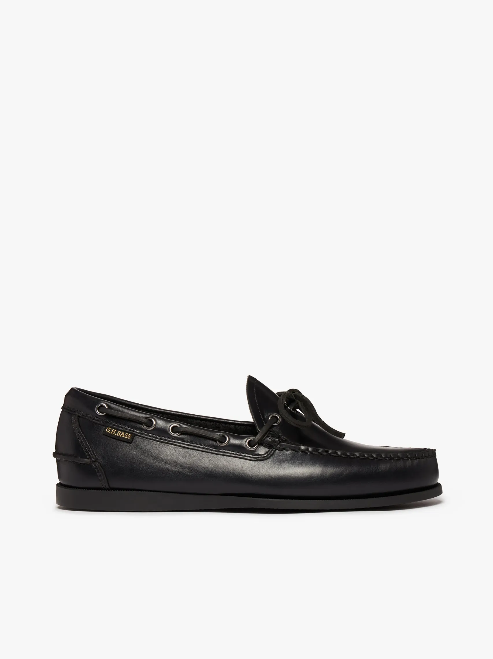 G.H.BASS Camp Moc Decker Shoes Black Pull up leather