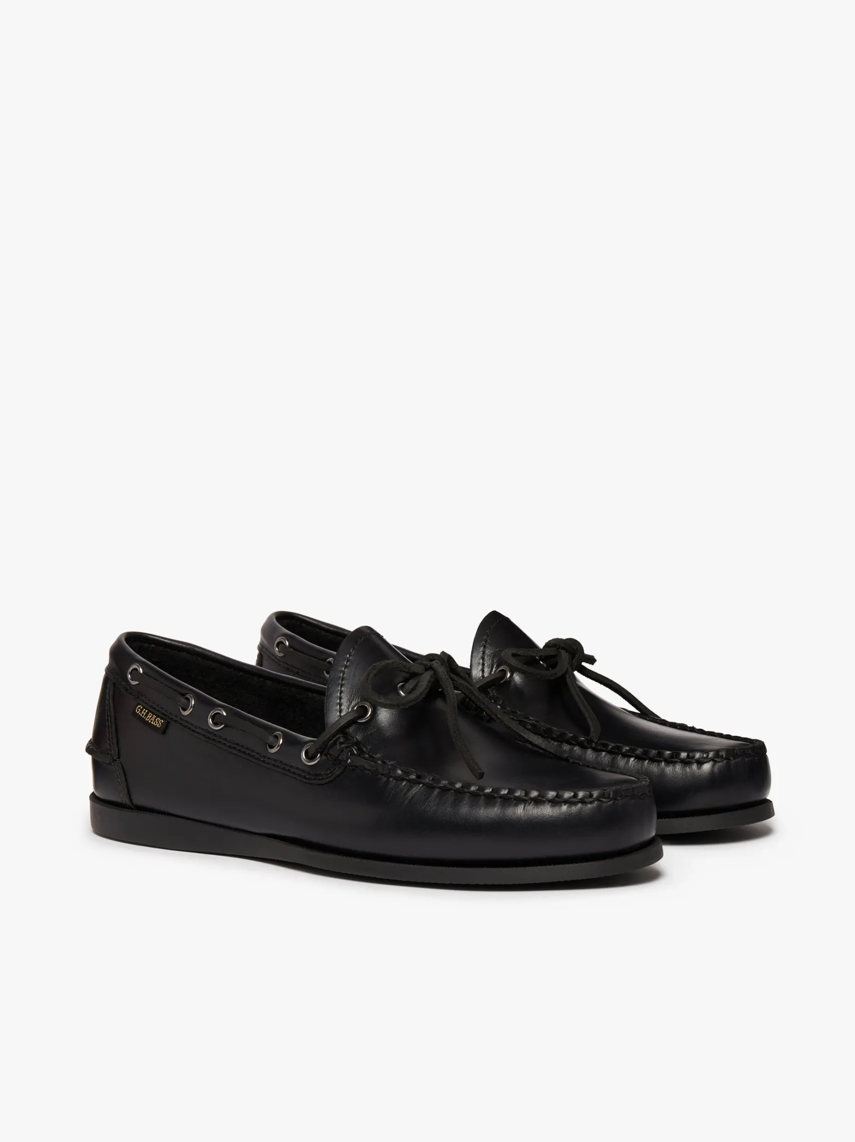 G.H.BASS Camp Moc Decker Shoes Black Pull up leather