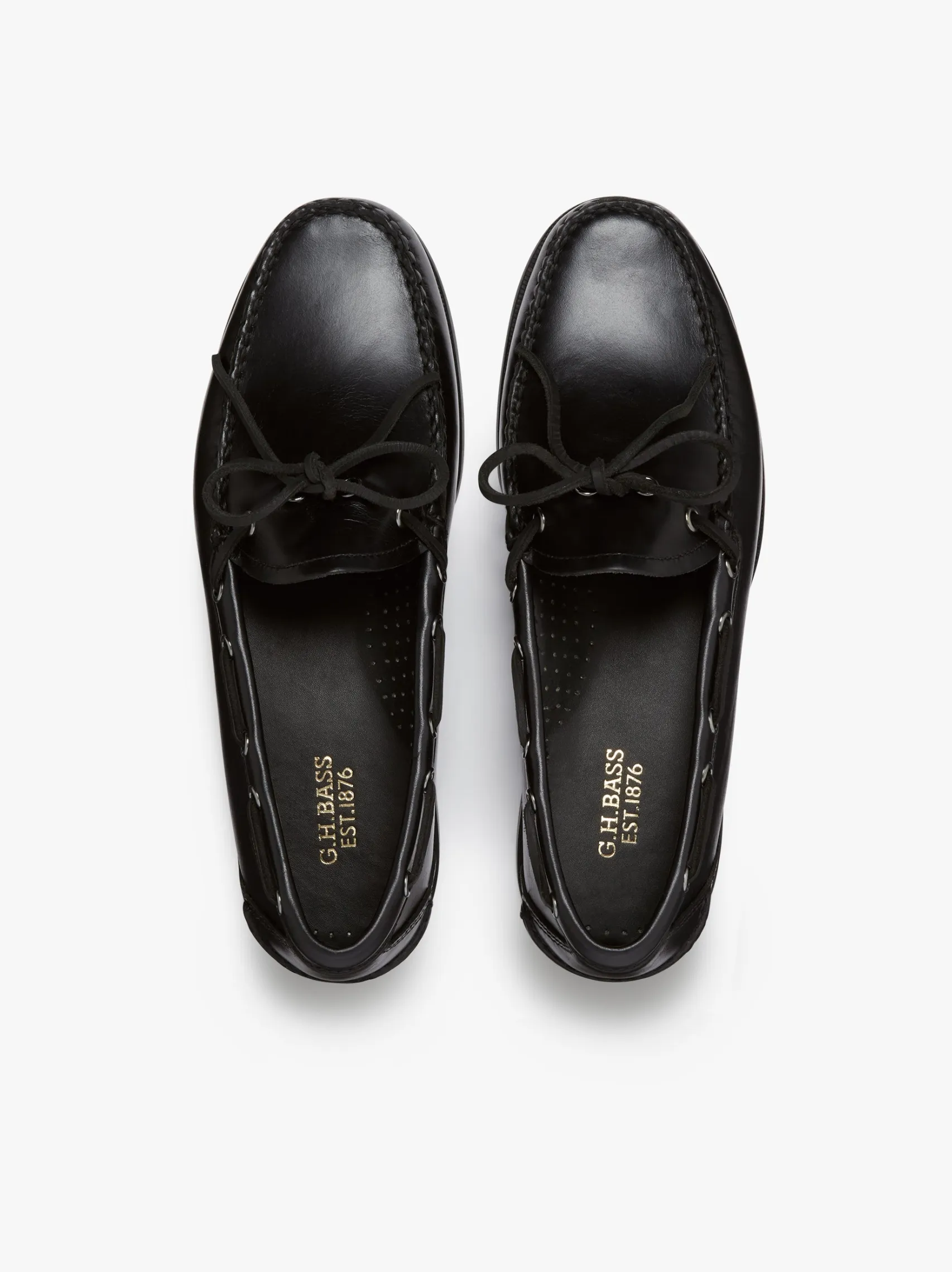 G.H.BASS Camp Moc Decker Shoes Black Pull up leather