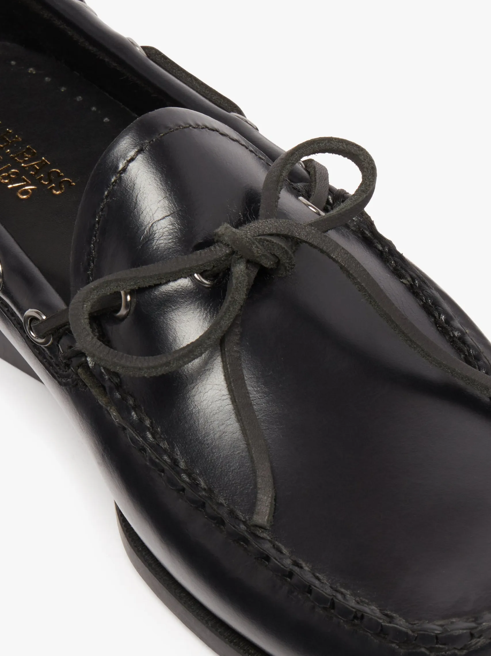 G.H.BASS Camp Moc Decker Shoes Black Pull up leather