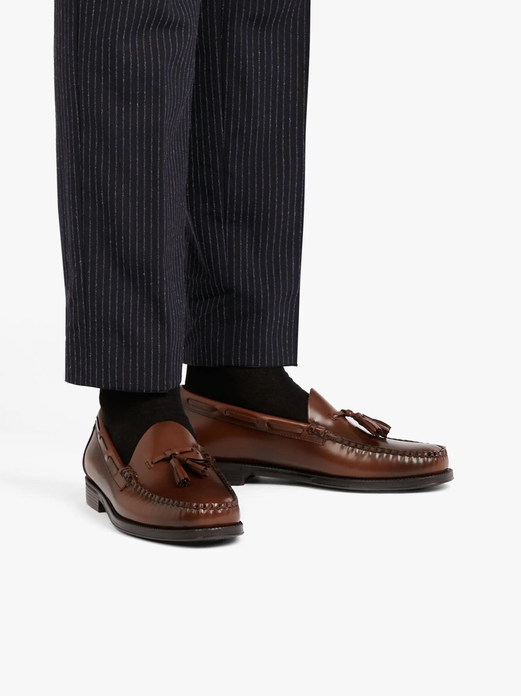 G.H.BASS Easy Weejuns Larkin Tassel Loafers Brown Leather
