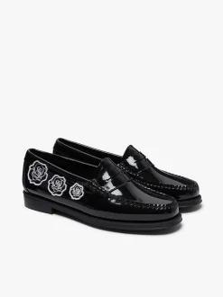 Women G.H.BASS Easy Weejuns Penny Flora Loafers Patent Leather