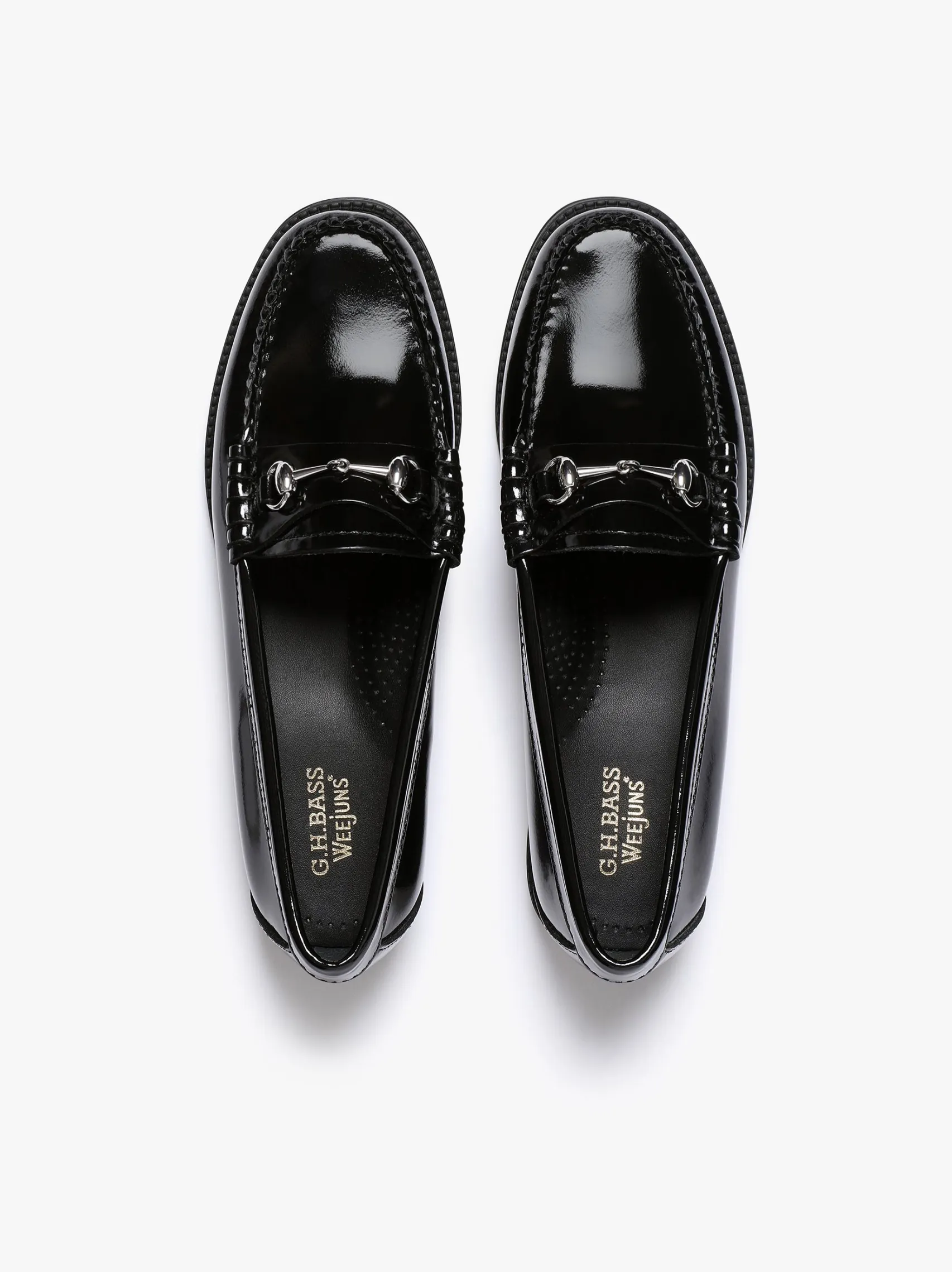 Women G.H.BASS Easy Weejuns Penny Lianna Horsebit Loafers Black Patent Leather
