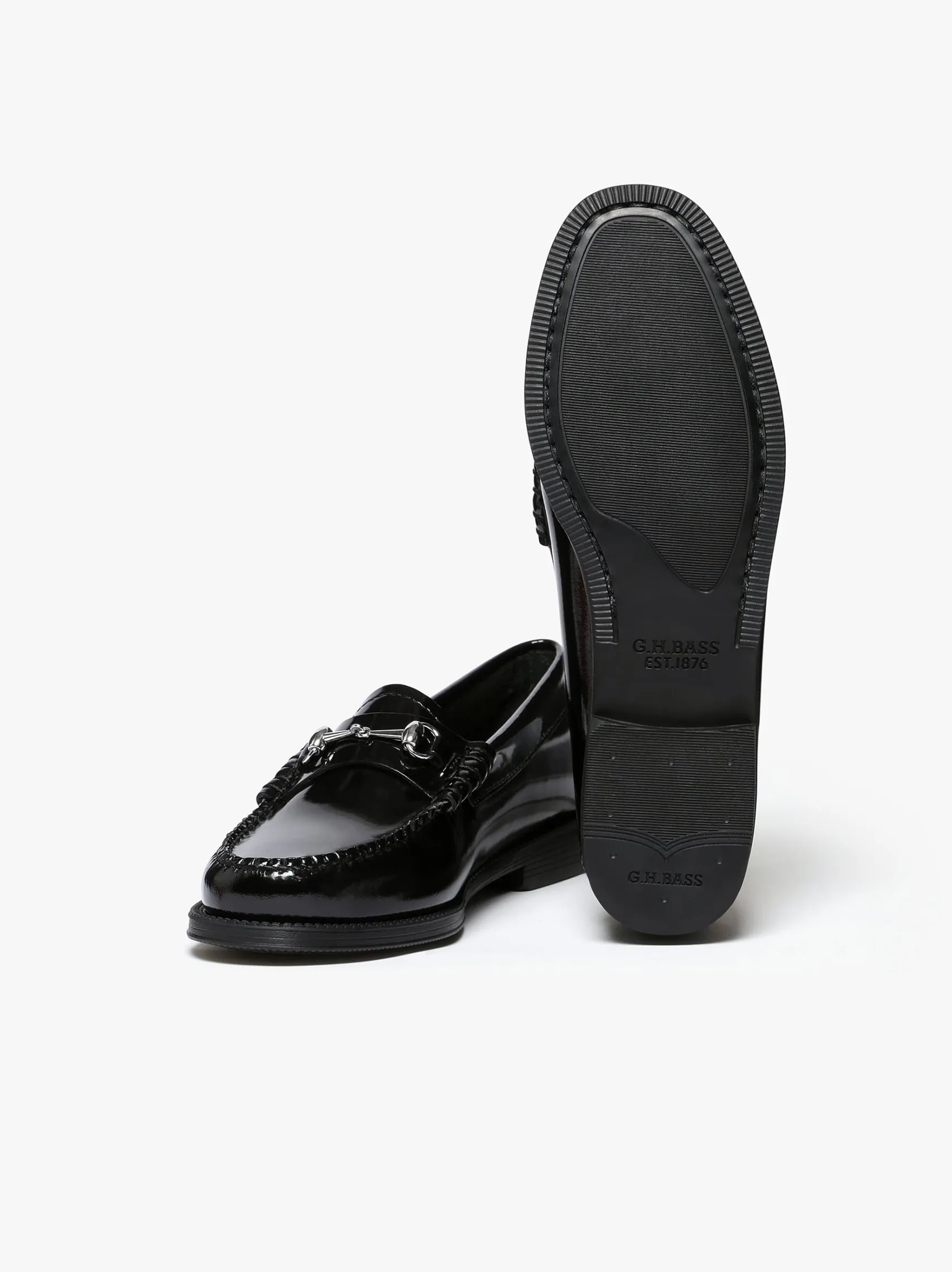 Women G.H.BASS Easy Weejuns Penny Lianna Horsebit Loafers Black Patent Leather