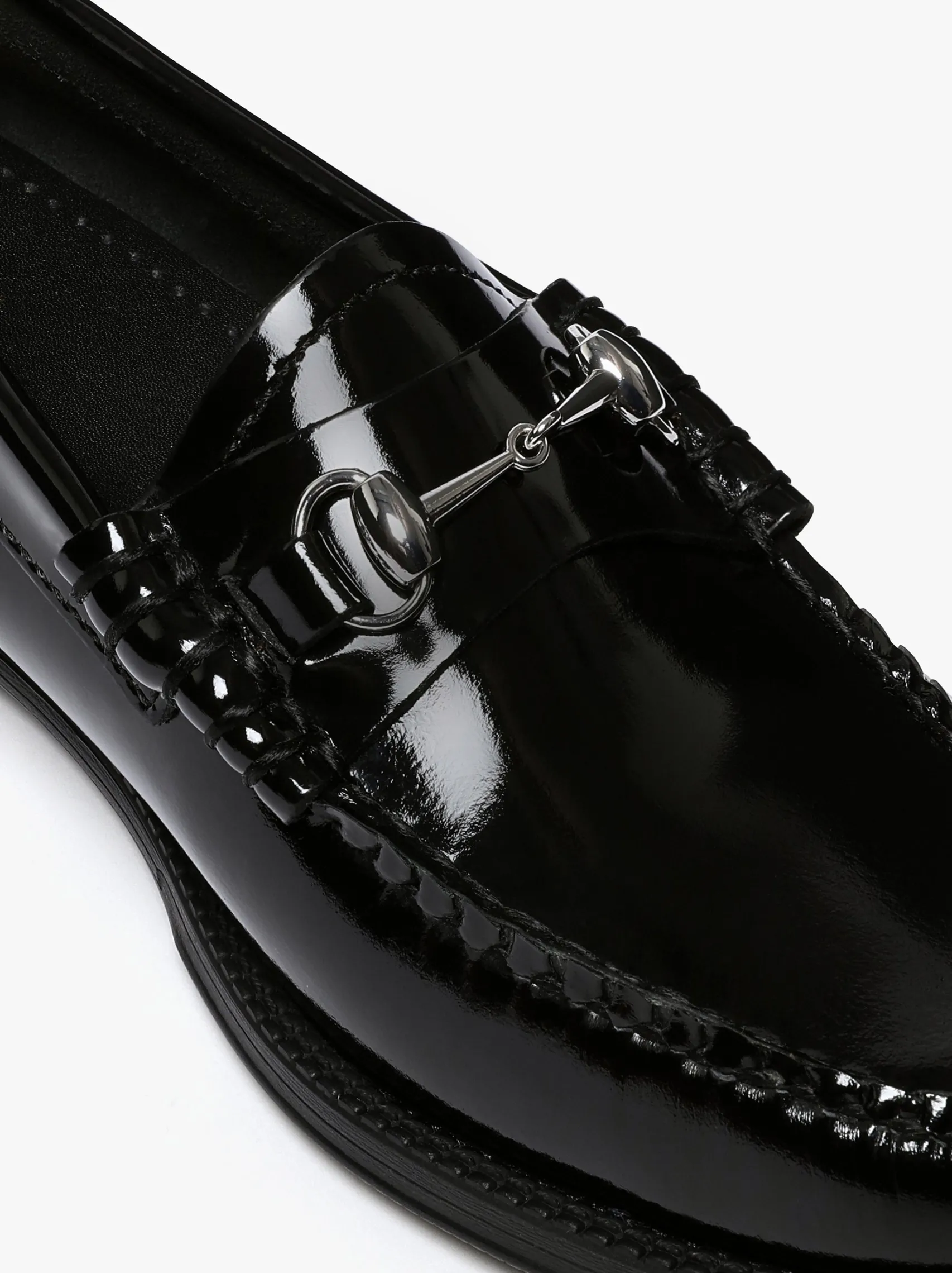 Women G.H.BASS Easy Weejuns Penny Lianna Horsebit Loafers Black Patent Leather