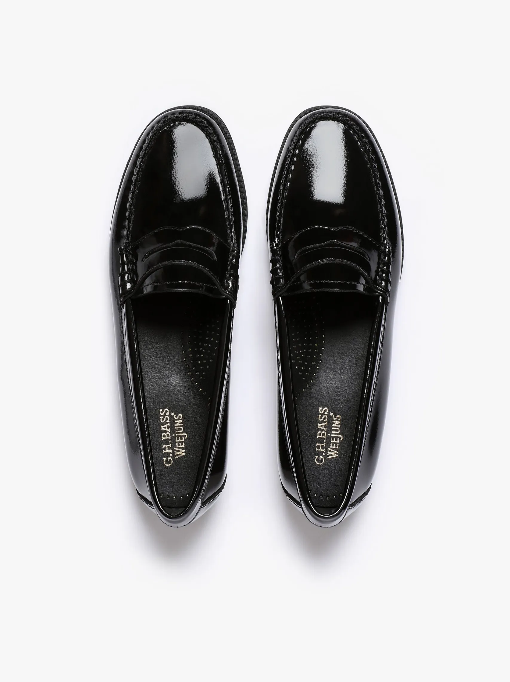 Women G.H.BASS Easy Weejuns Penny Loafers Black Patent Leather