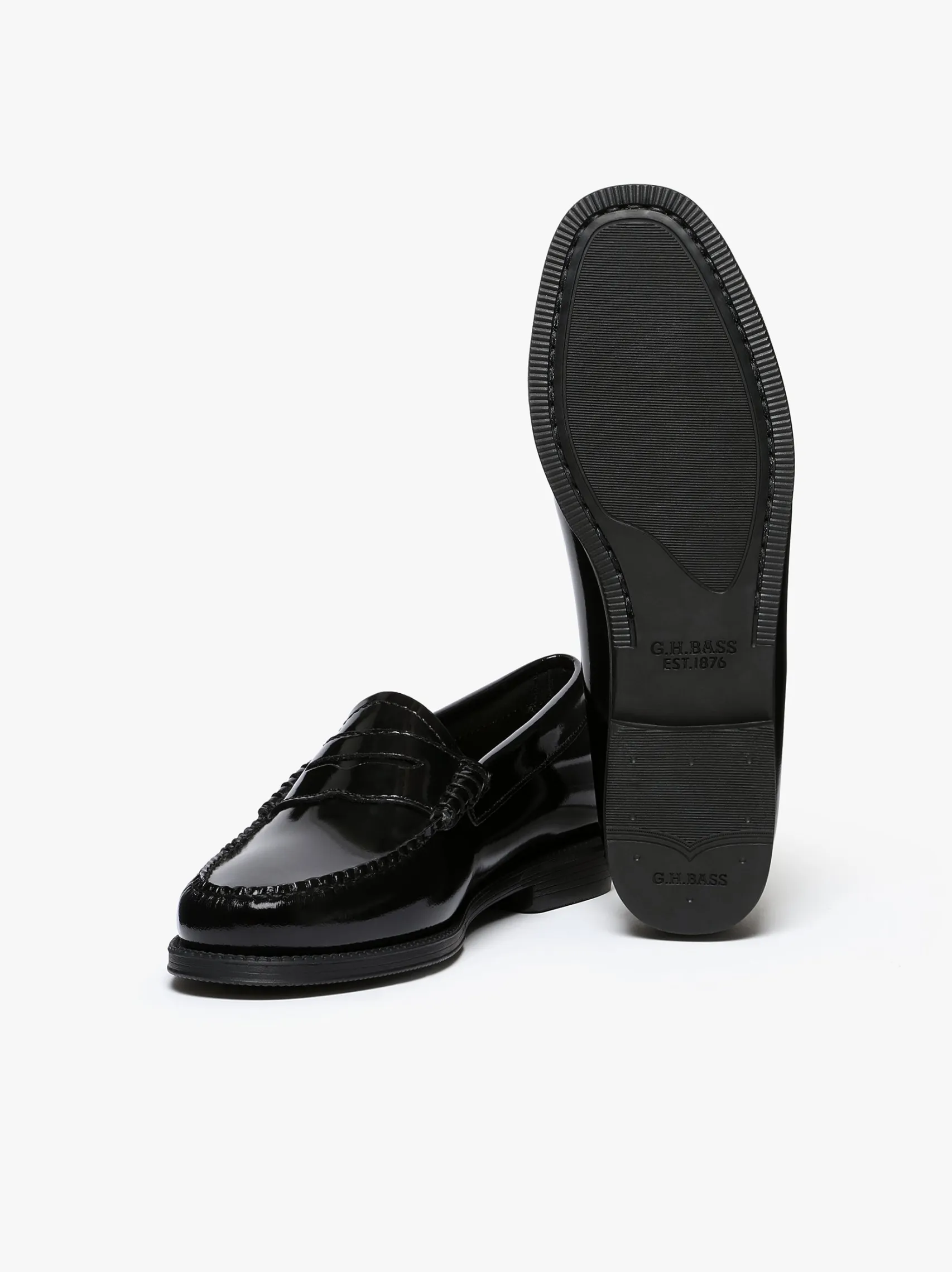 Women G.H.BASS Easy Weejuns Penny Loafers Black Patent Leather