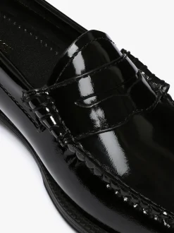 Women G.H.BASS Easy Weejuns Penny Loafers Black Patent Leather