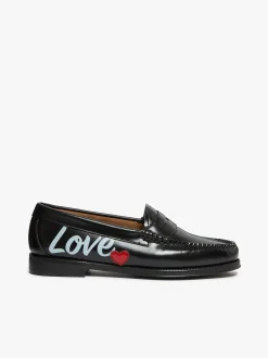 Women G.H.BASS Easy Weejuns Penny Love Note Loafers Leather