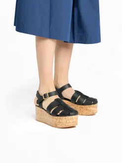 Women G.H.BASS Helena Platform Sandals Leather
