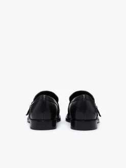 Women G.H.BASS Monty Buckle Loafers Black and Off White Leather