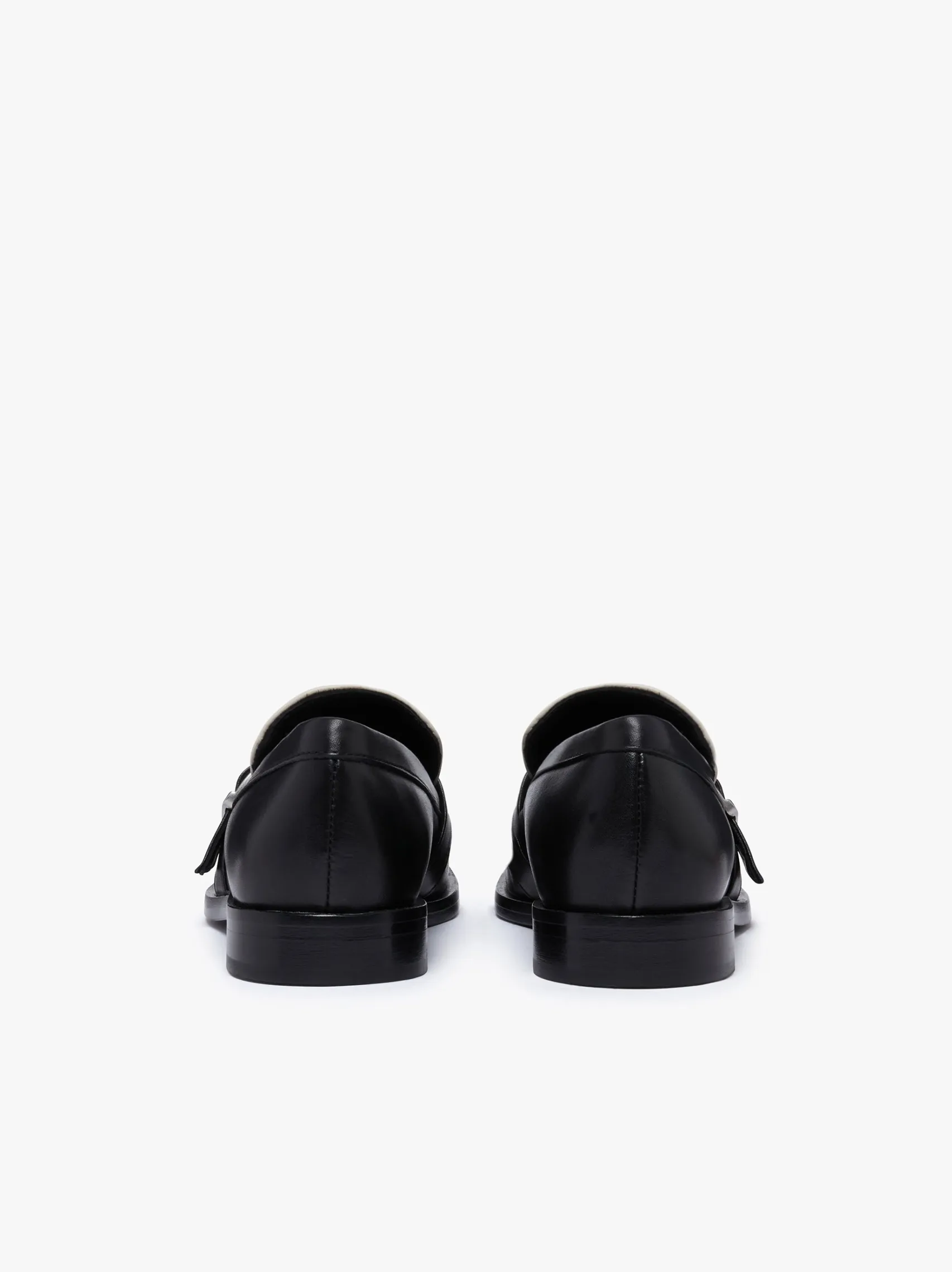 Women G.H.BASS Monty Buckle Loafers Black and Off White Leather