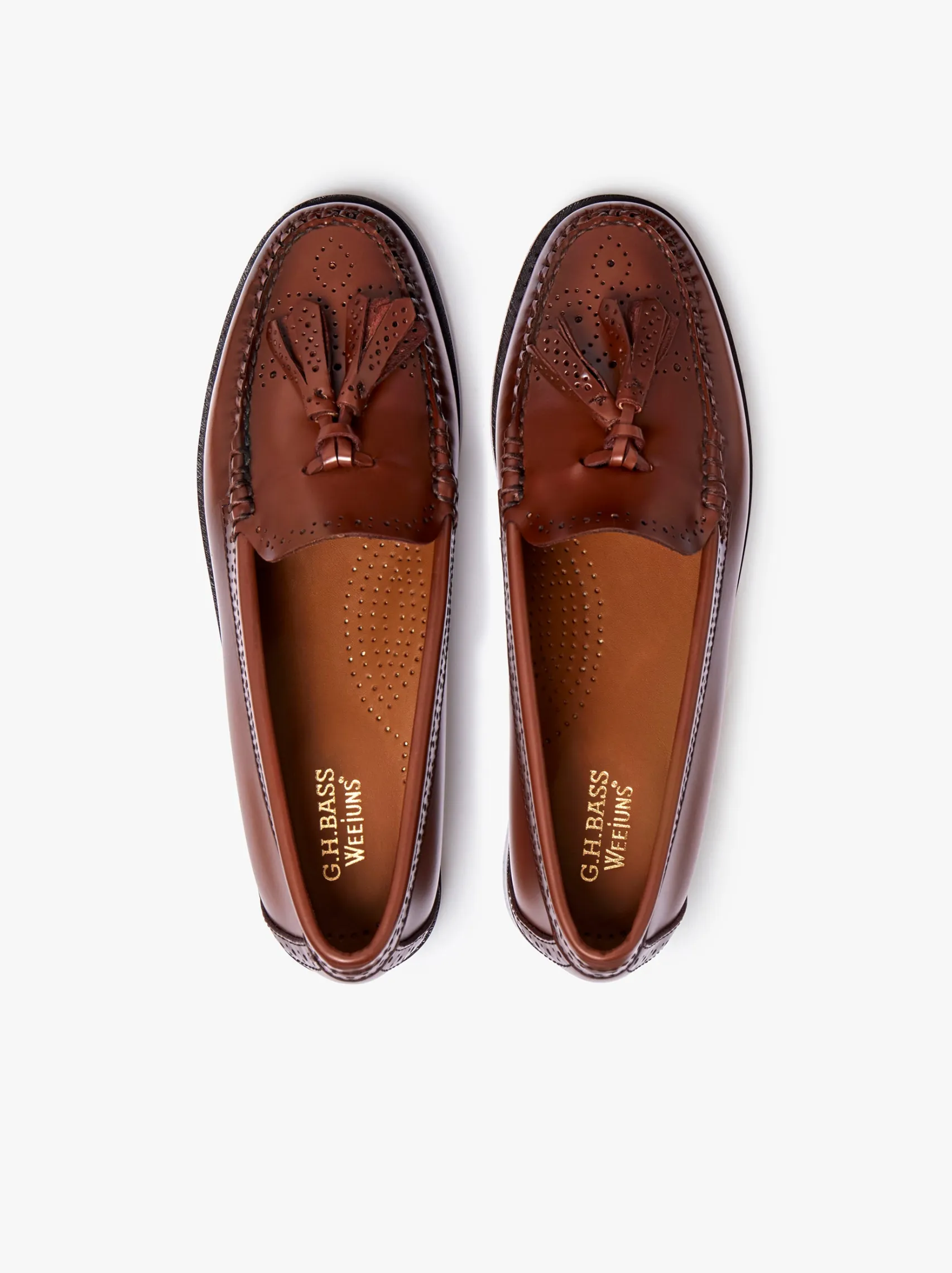 Women G.H.BASS Weejuns Estelle Brogue Tassel Loafers Leather