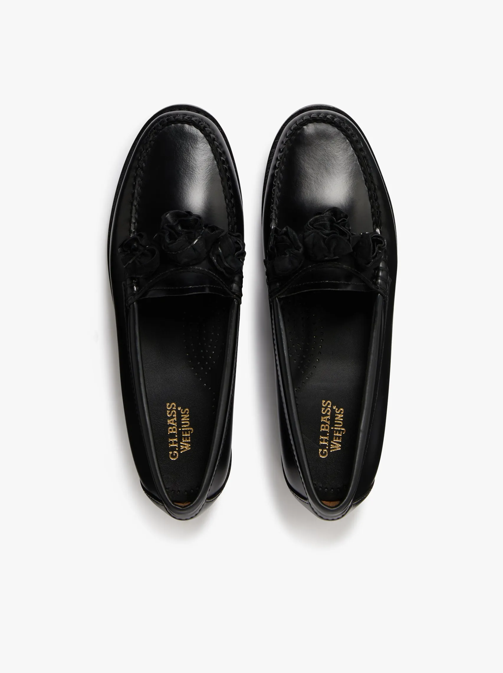 Women G.H.BASS Weejuns Flora Penny Loafers Black Leather