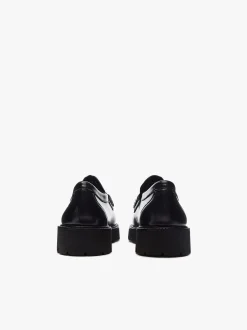 Women G.H.BASS Weejuns Grace Super Lug Penny Loafers Black Leather
