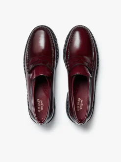 Women G.H.BASS Weejuns Grace Super Lug Penny Loafers Leather