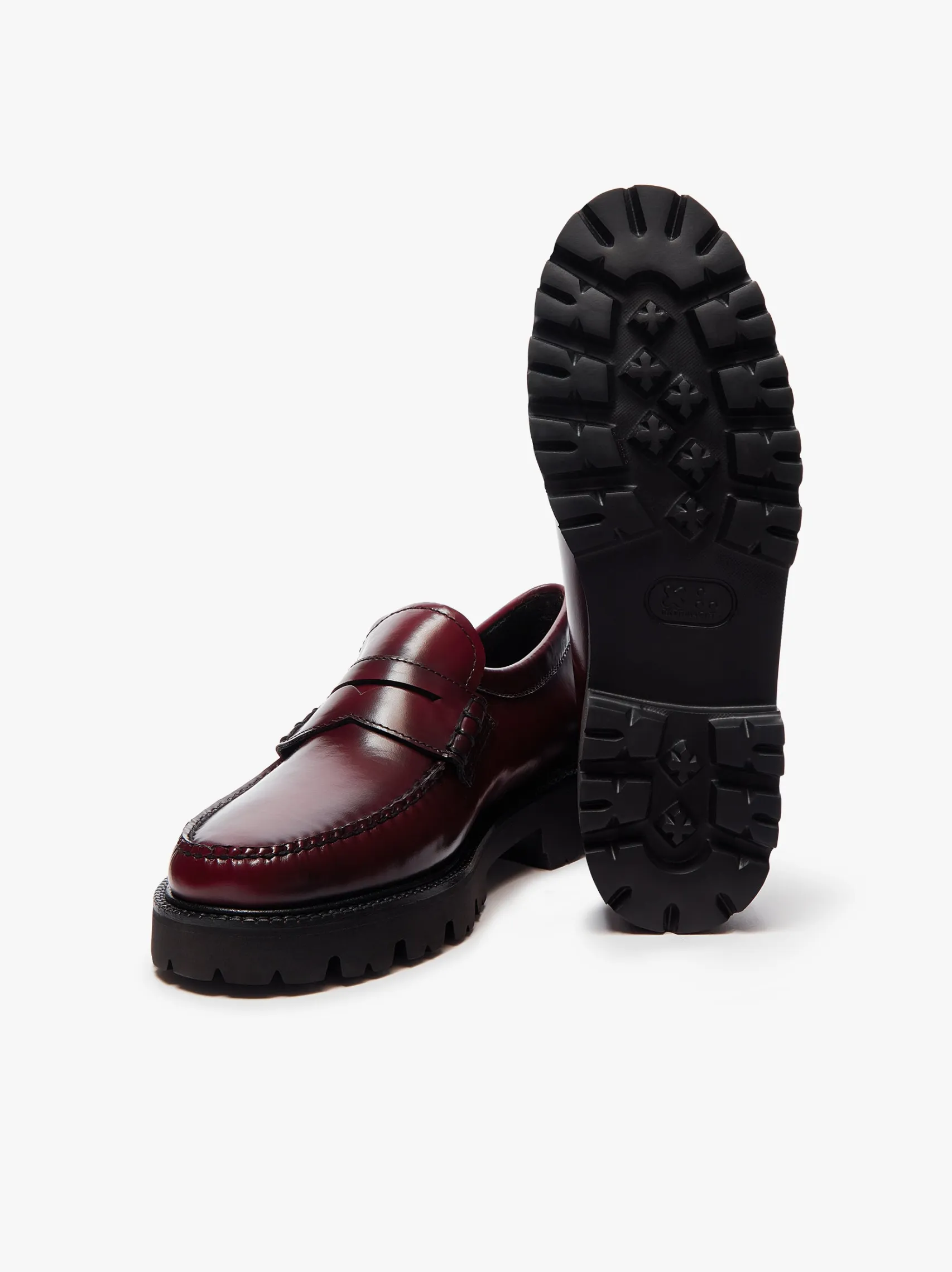 Women G.H.BASS Weejuns Grace Super Lug Penny Loafers Leather