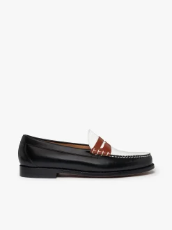 G.H.BASS Weejuns Larson Colour Block Loafers Soft black, white and cognac leather