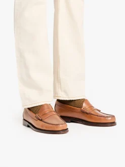 G.H.BASS Weejuns Larson Penny Loafers Tan pull up leather