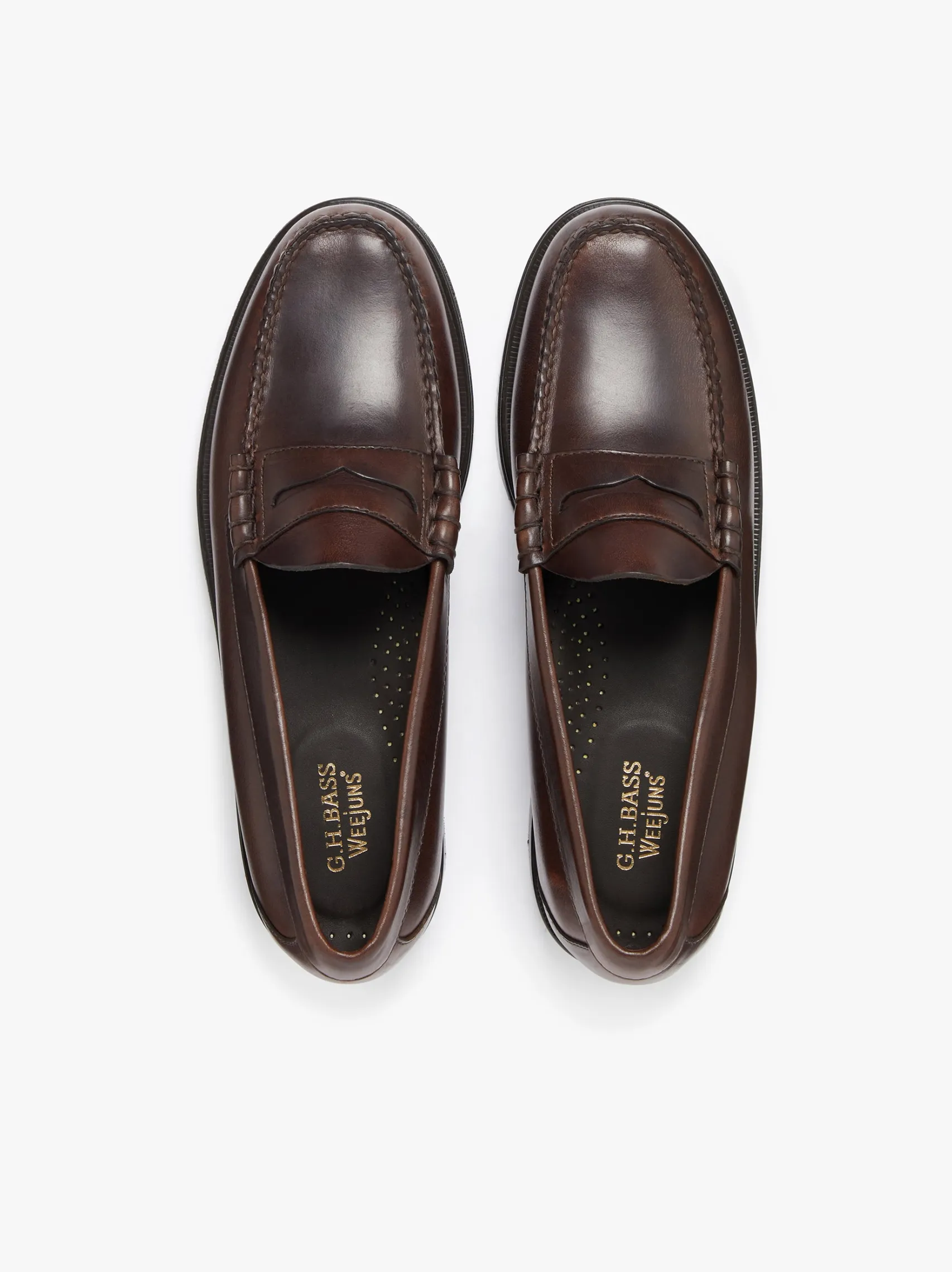 G.H.BASS Weejuns Larson Penny Loafers Chocolate Pull Up Leather