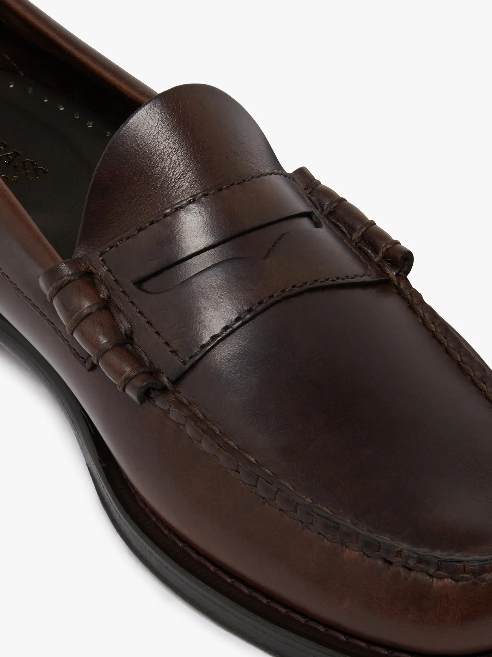 G.H.BASS Weejuns Larson Penny Loafers Chocolate Pull Up Leather