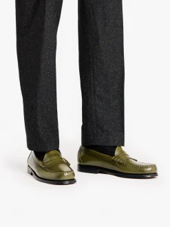 G.H.BASS Weejuns Larson Penny Loafers green leather