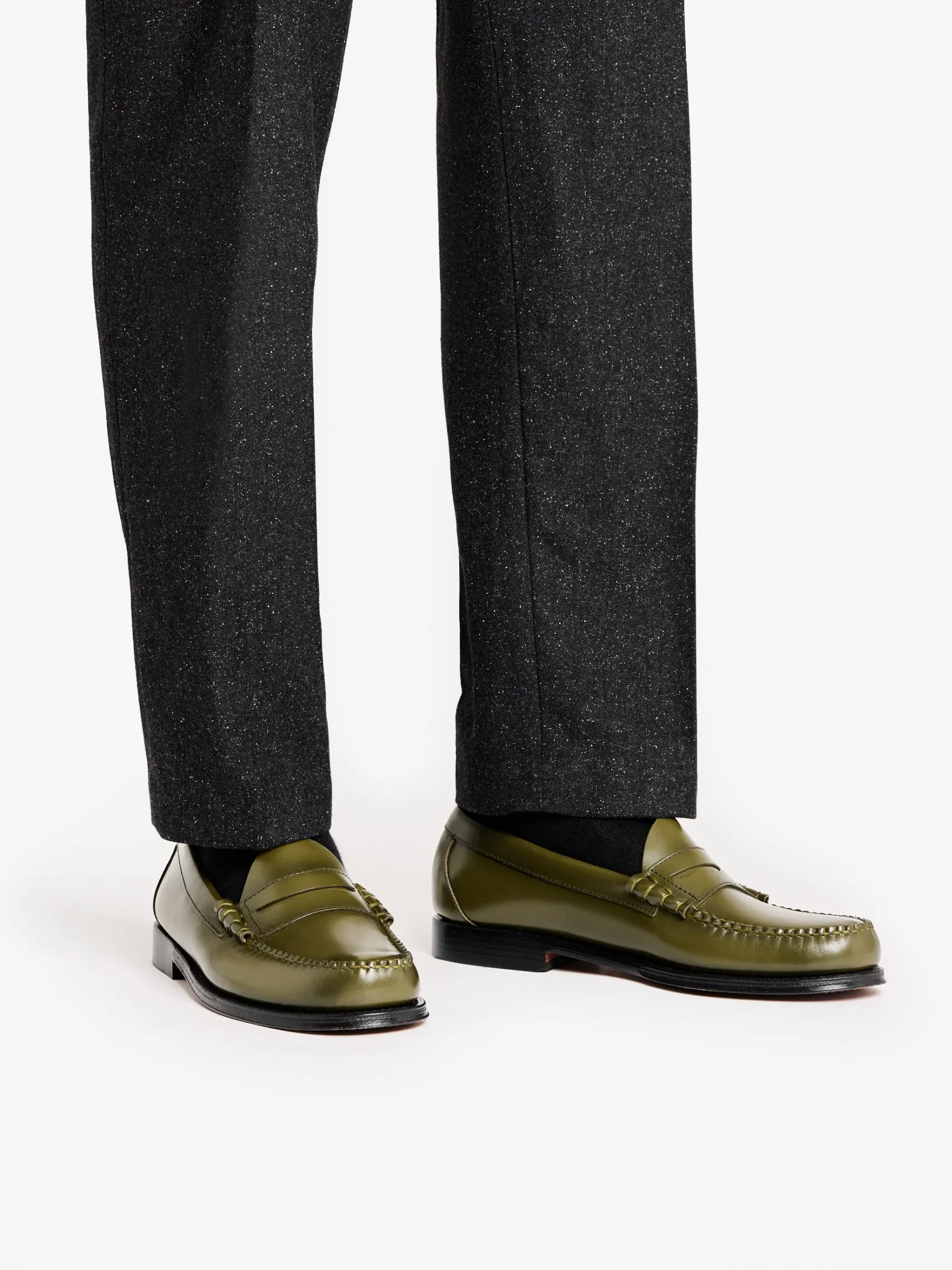 G.H.BASS Weejuns Larson Penny Loafers green leather
