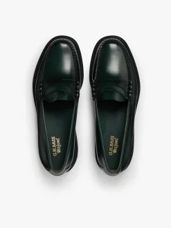 G.H.BASS Weejuns Larson Step Penny Loafers Dark green leather
