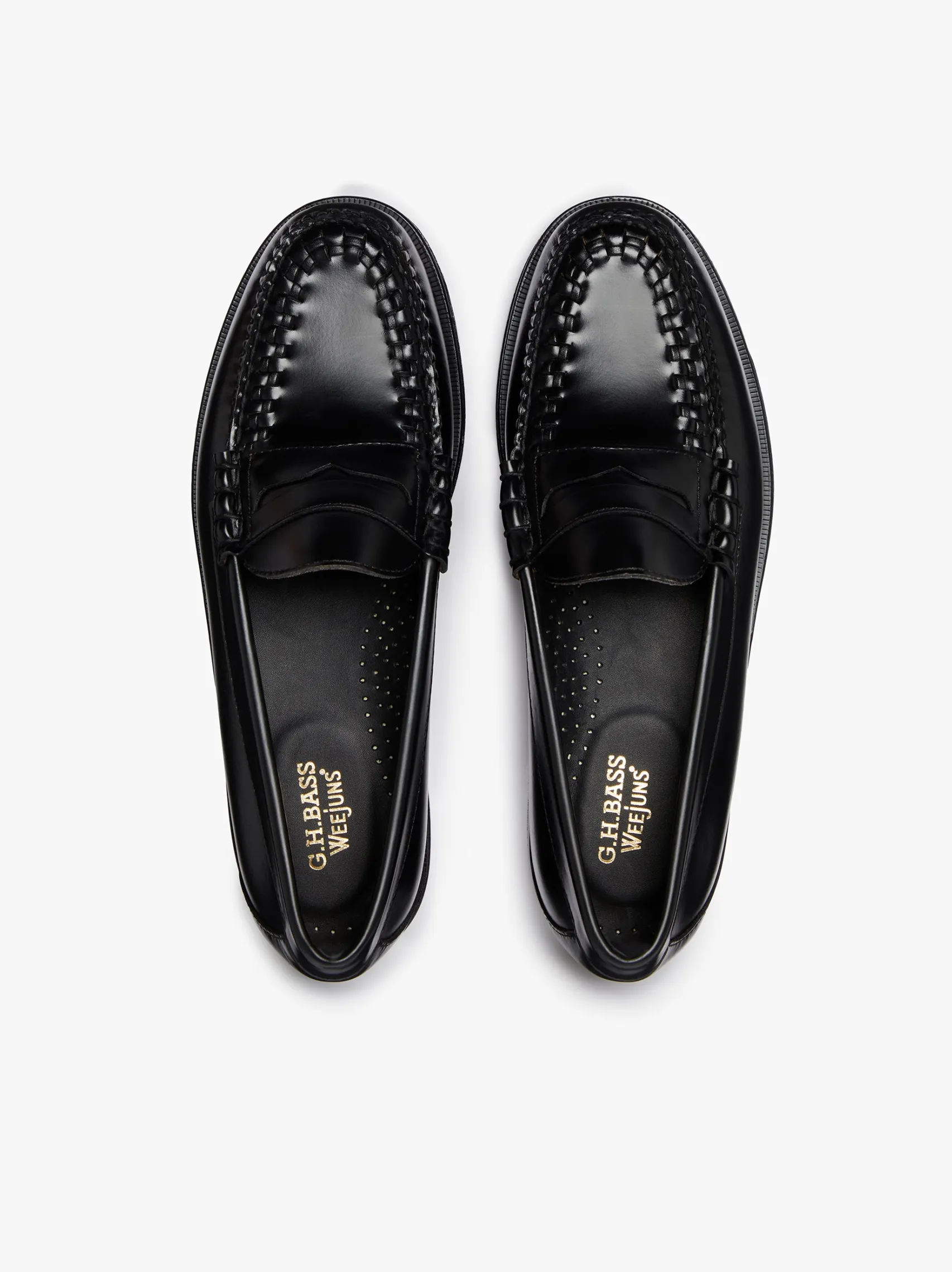G.H.BASS Weejuns Larson Weave Loafers Black Leather