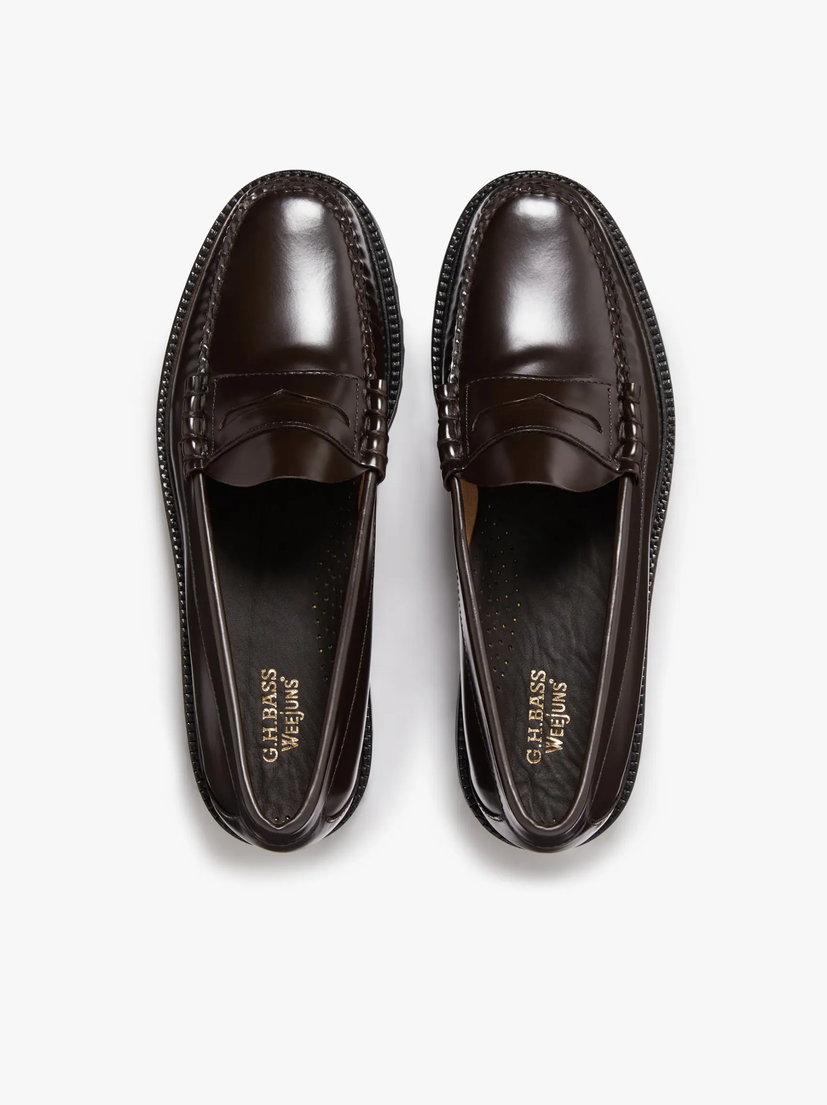 G.H.BASS Weejuns Lug Larson Penny Loafers leather with lug sole