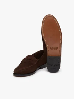 Women G.H.BASS Weejuns Penny Loafers Chocolate suede