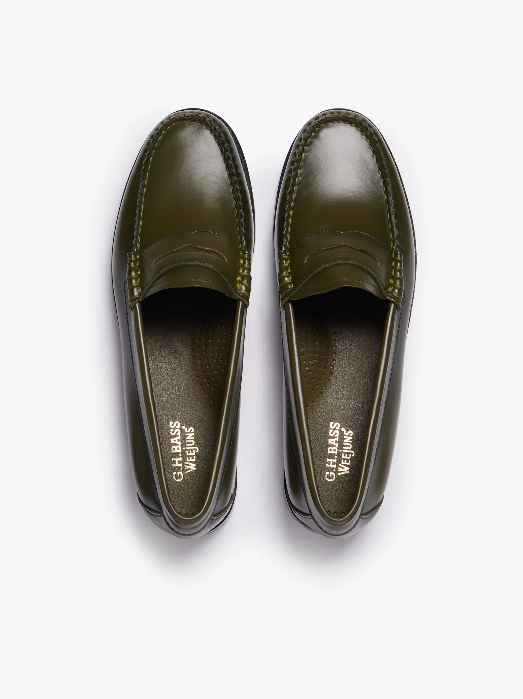 Women G.H.BASS Weejuns Penny Loafers green leather