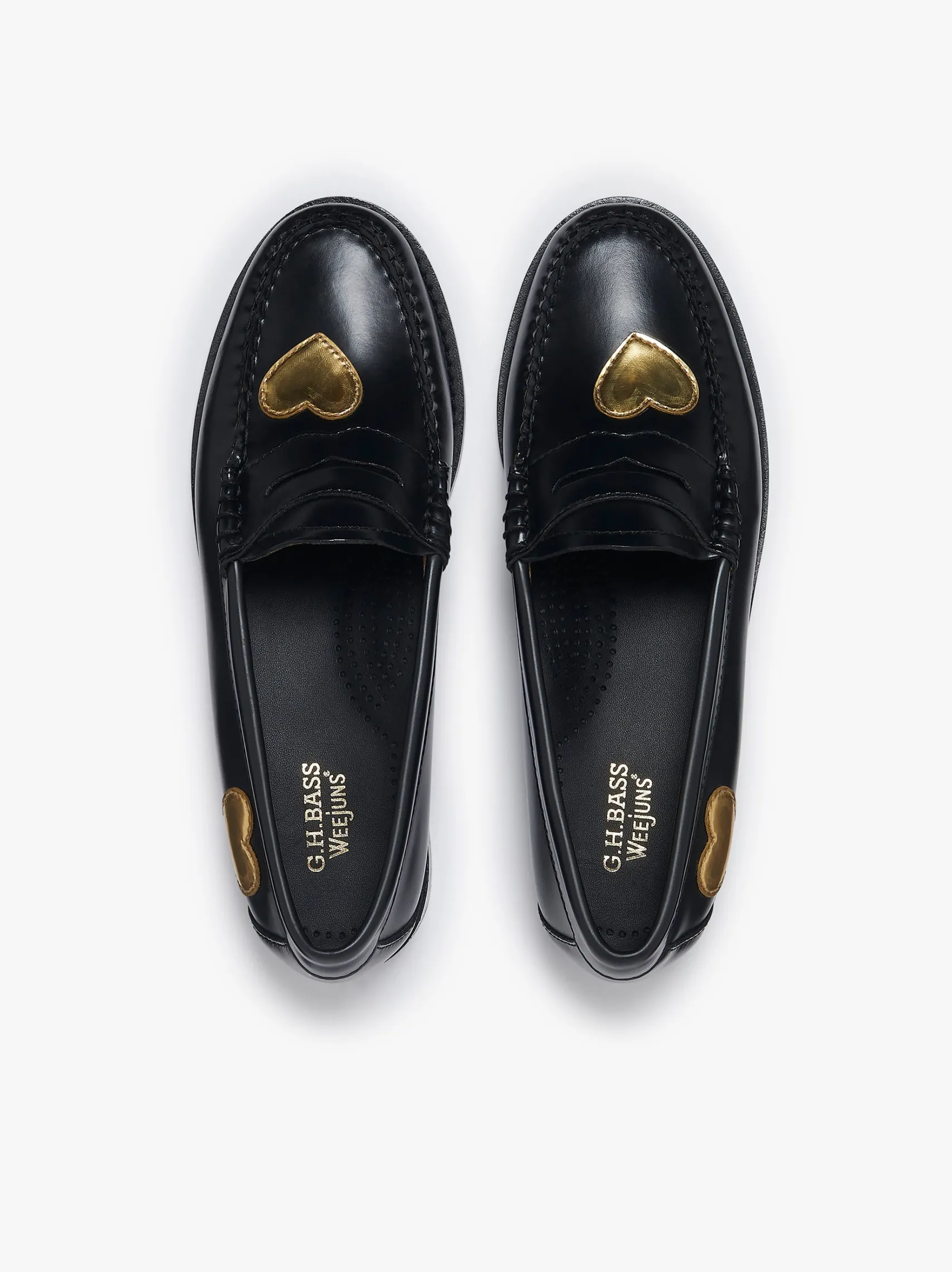Women G.H.BASS Weejuns Penny Love Loafers Black Leather