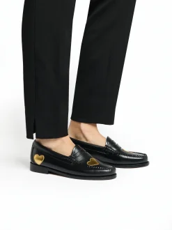 Women G.H.BASS Weejuns Penny Love Loafers Black Leather