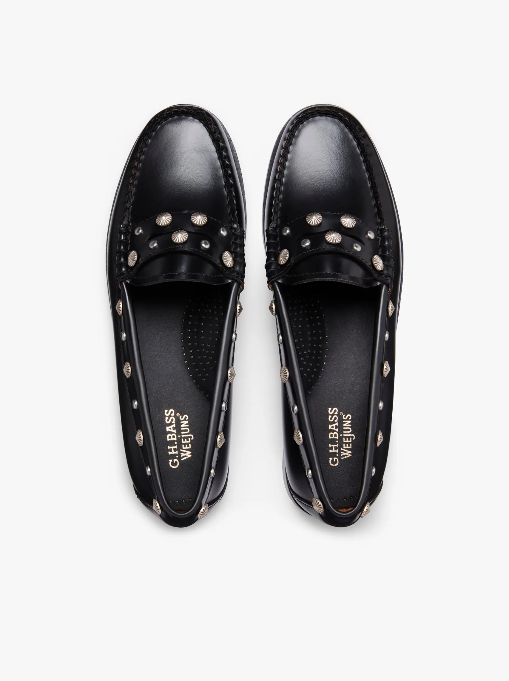 Women G.H.BASS Weejuns Penny Stud Loafers Leather
