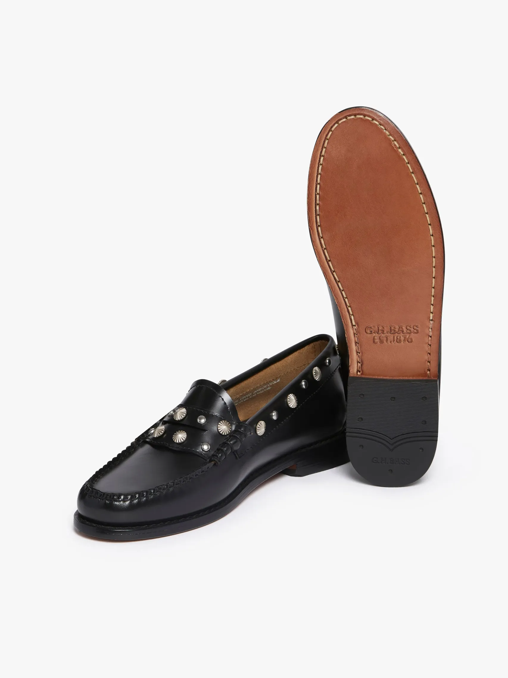 Women G.H.BASS Weejuns Penny Stud Loafers Leather