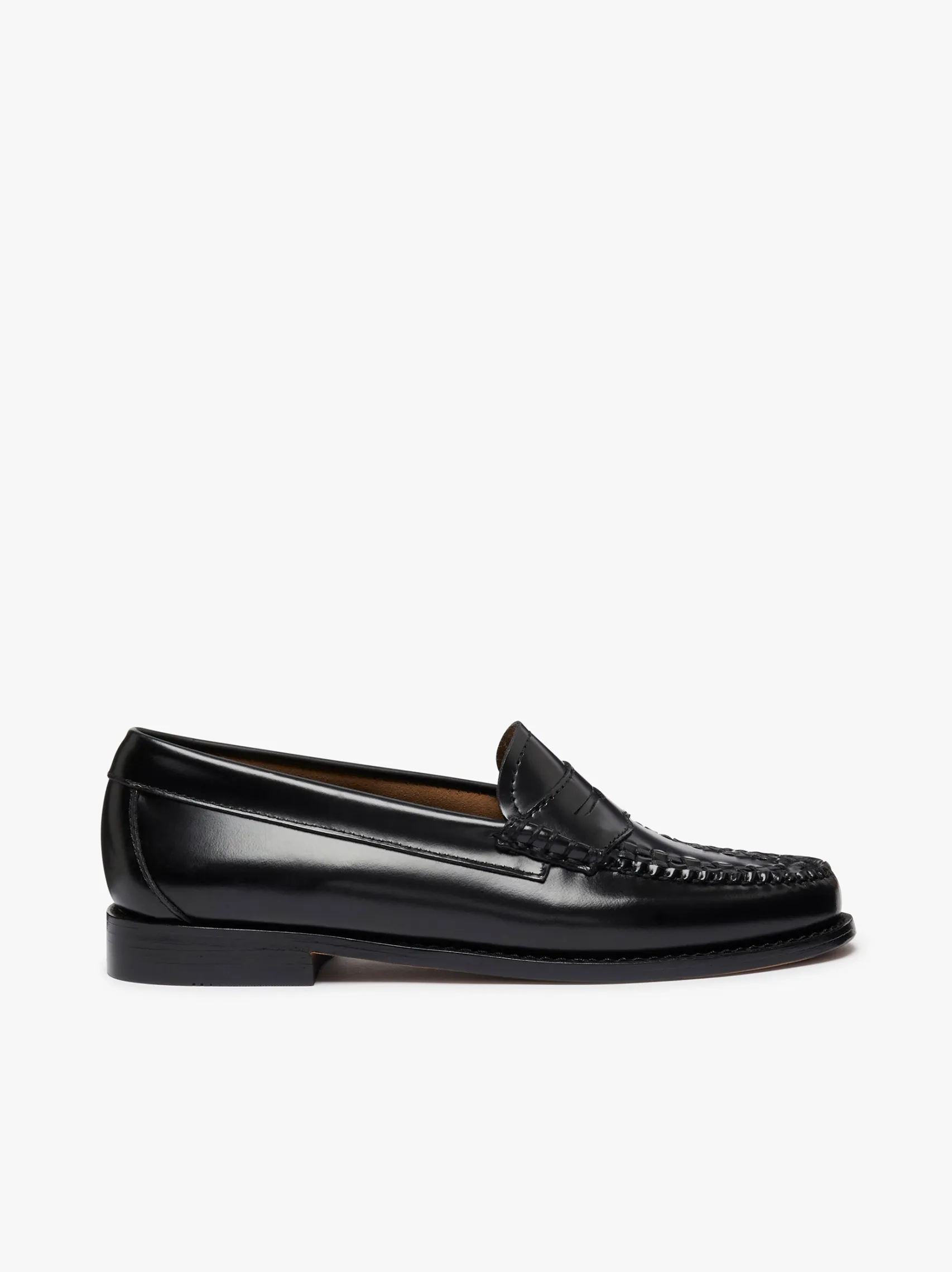 Women G.H.BASS Weejuns Penny Weave Loafers Black Leather
