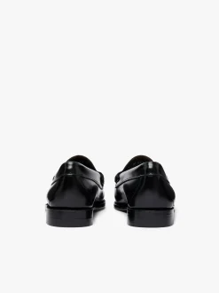 Women G.H.BASS Weejuns Penny Weave Loafers Black Leather