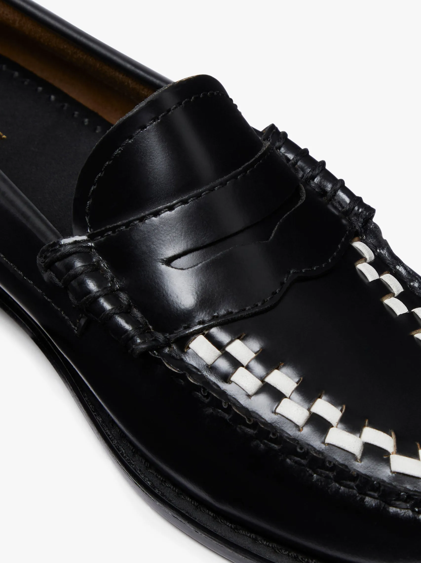 Women G.H.BASS Weejuns Penny Weave Loafers & White Leather