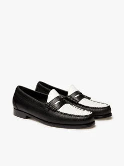 G.H.BASS Weejuns Reigning Champ Larson Penny Loafers Black and white leather