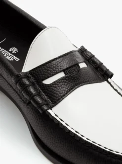 G.H.BASS Weejuns Reigning Champ Larson Penny Loafers Black and white leather