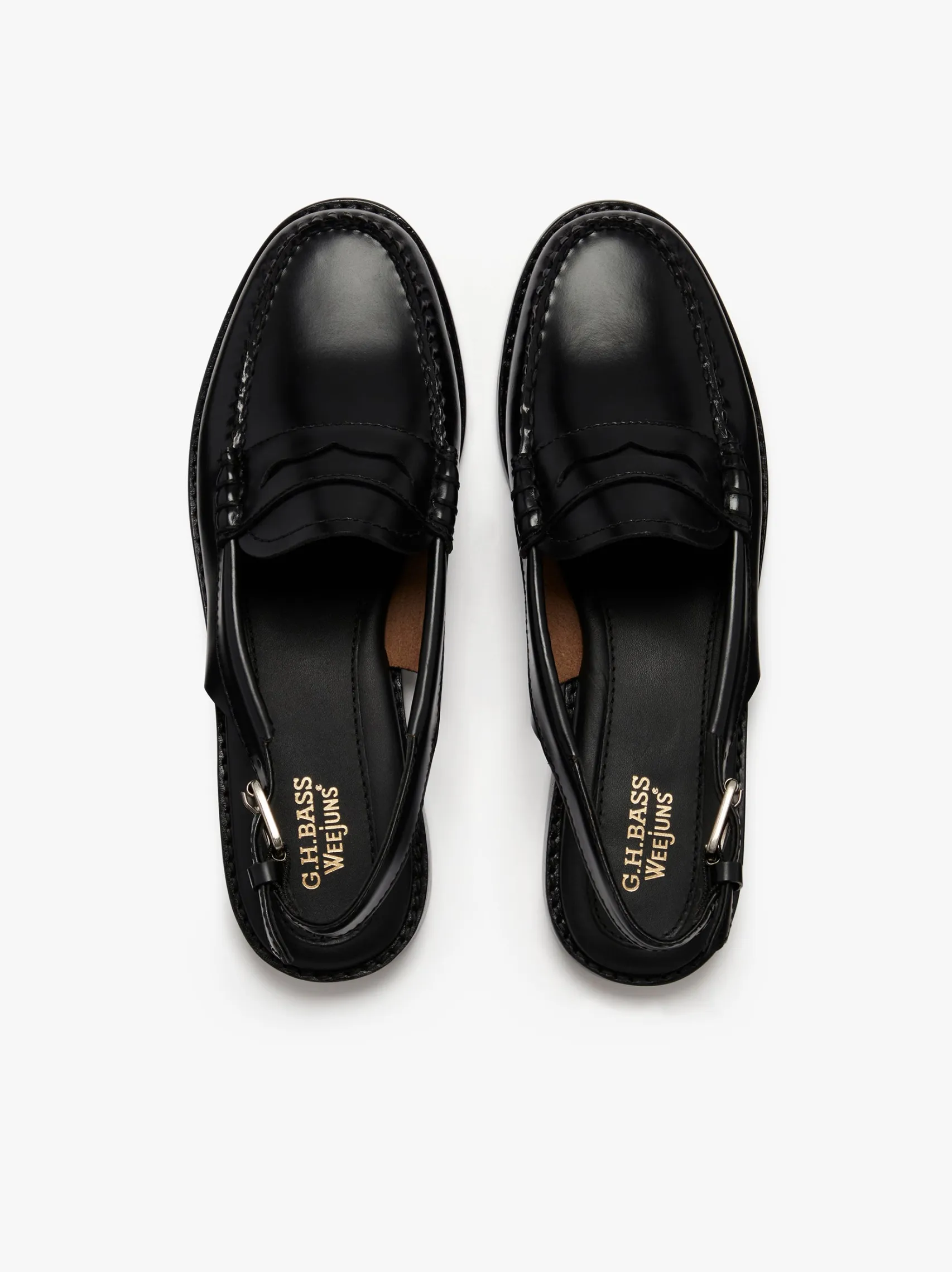 Women G.H.BASS Weejuns Slingback Penny Loafers Leather