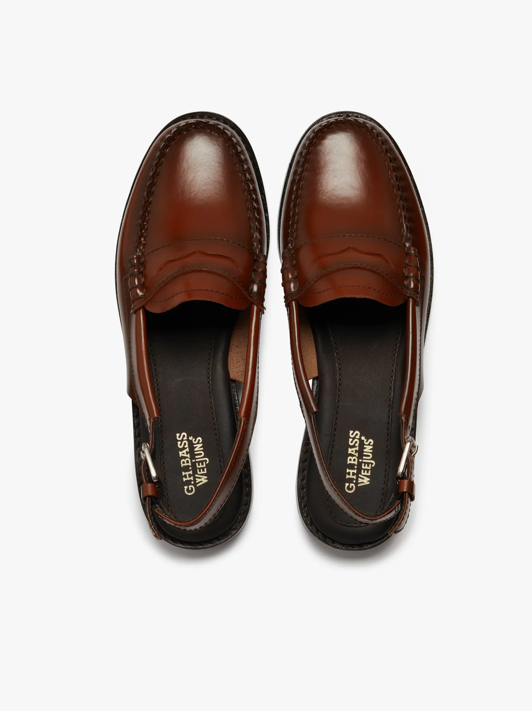 Women G.H.BASS Weejuns Slingback Penny Loafers Leather