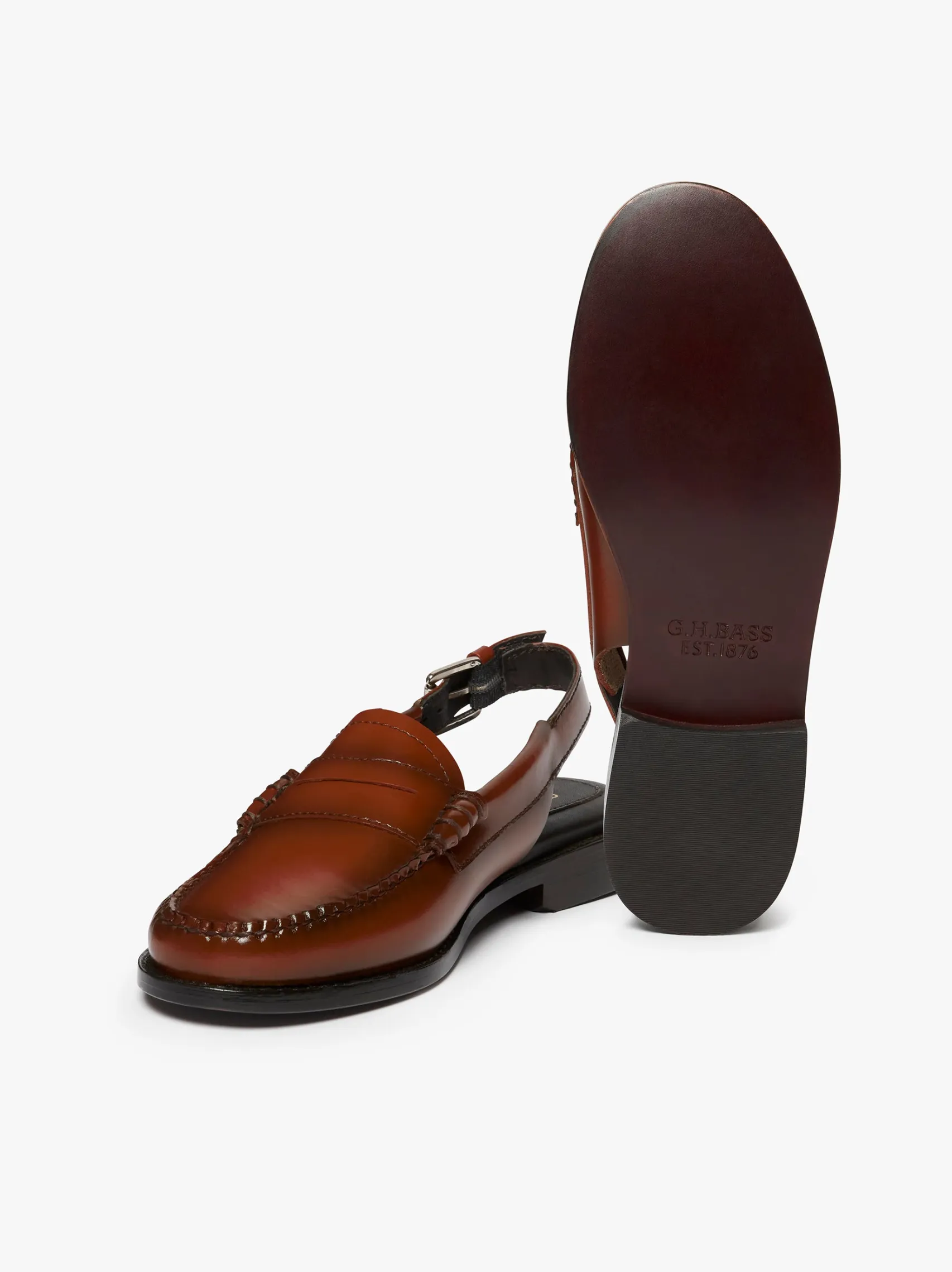 Women G.H.BASS Weejuns Slingback Penny Loafers Leather