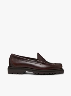 G.H.BASS Weejuns Step-Lug Larson Penny Loafers Chocolate Pull Up Leather