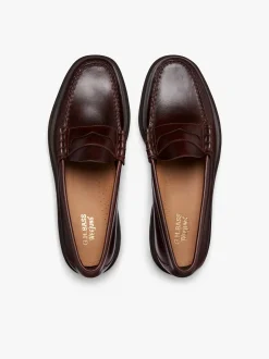 G.H.BASS Weejuns Step-Lug Larson Penny Loafers Chocolate Pull Up Leather