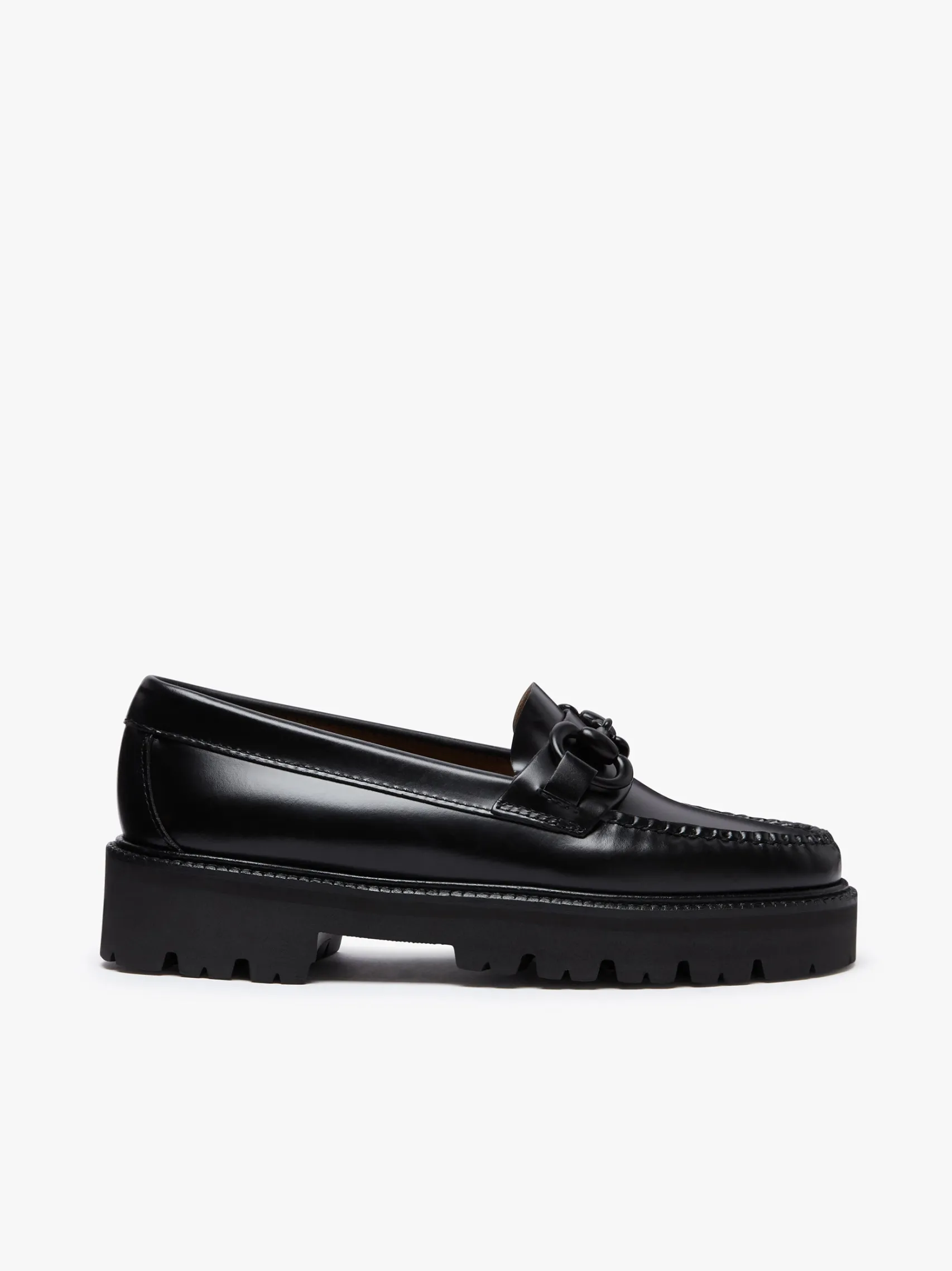 Women G.H.BASS Weejuns Super Lug Lianna Super Bit Loafers Black Leather
