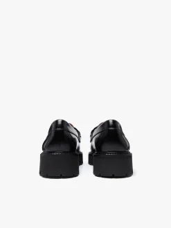 Women G.H.BASS Weejuns Super Lug Lianna Super Bit Loafers Black Leather