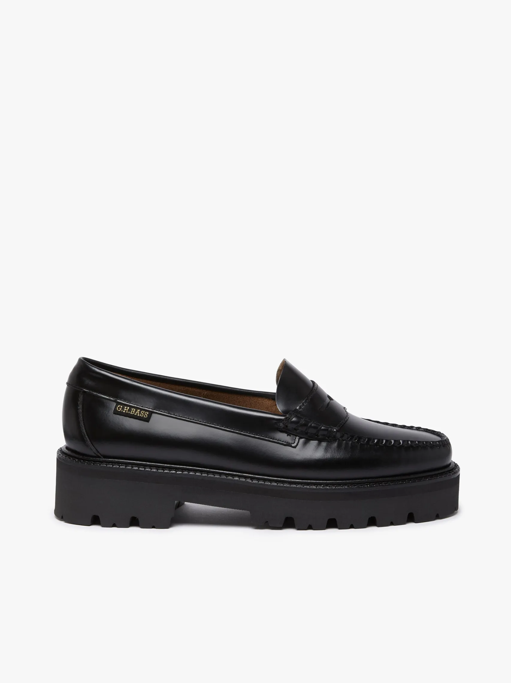 Women G.H.BASS Weejuns Super Lug Penny Loafers Leather